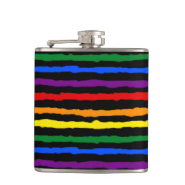 Kleurrijke regenboogstrips op Custom Black Heupfles