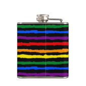 Kleurrijke regenboogstrips op Custom Black Heupfles (Achterkant)