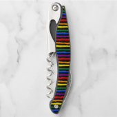 Kleurrijke regenboogstrips op Custom Black Kurkentrekker (Voorkant)