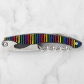 Kleurrijke regenboogstrips op Custom Black Kurkentrekker (Voorkant)