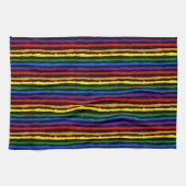 Kleurrijke regenboogstrips op Custom Black Theedoek (Horizontaal)