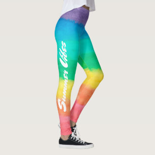 Kleurrijke regenboogstrips Summer Vibes Leggings