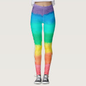 Kleurrijke regenboogstrips Summer Vibes Leggings (Voorkant)