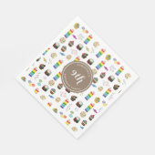 Kleurrijke regenboogtaart strooit verjaardagsfeest servet (Hoek)