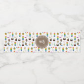 Kleurrijke regenboogtaart strooit verjaardagsfeest waterfles etiket (Enkel label)