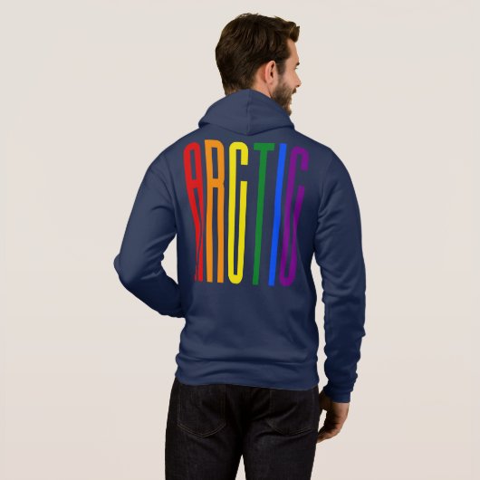 Kleurrijke regenboogtekst LGBTQ Arctic Gay Pride L Hoodie (Achterkant volledig)