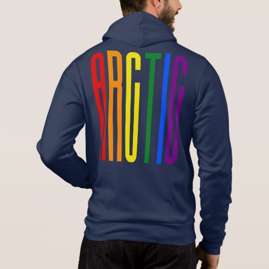 Kleurrijke regenboogtekst LGBTQ Arctic Gay Pride L Hoodie (Achterkant)