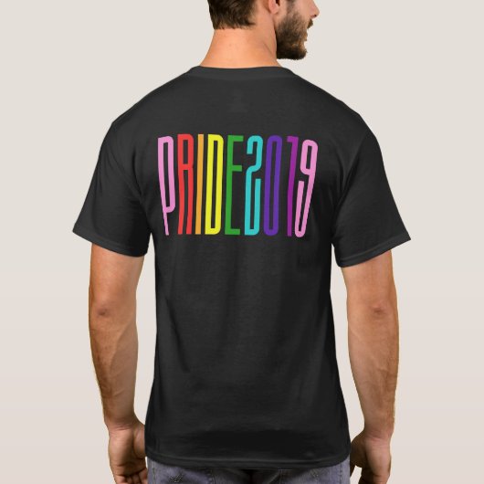 Kleurrijke regenboogtekst LGBTQ Gay Pride 2019 T-shirt (Achterkant)