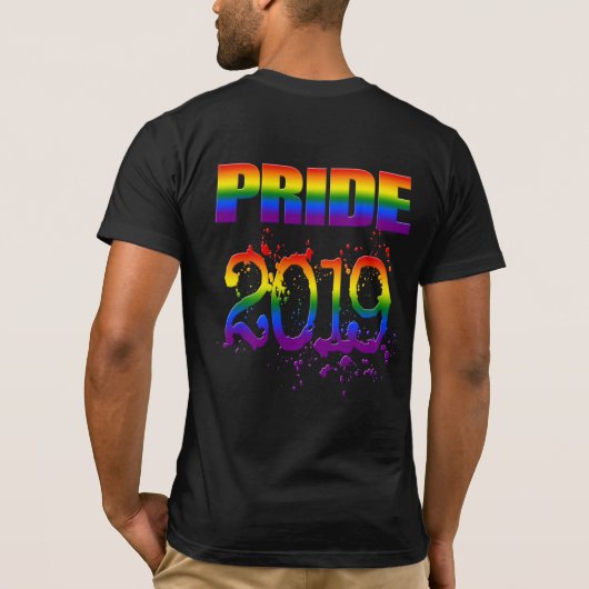 Kleurrijke regenboogtekst LGBTQ Gay Pride 2019 T-shirt (Achterkant)
