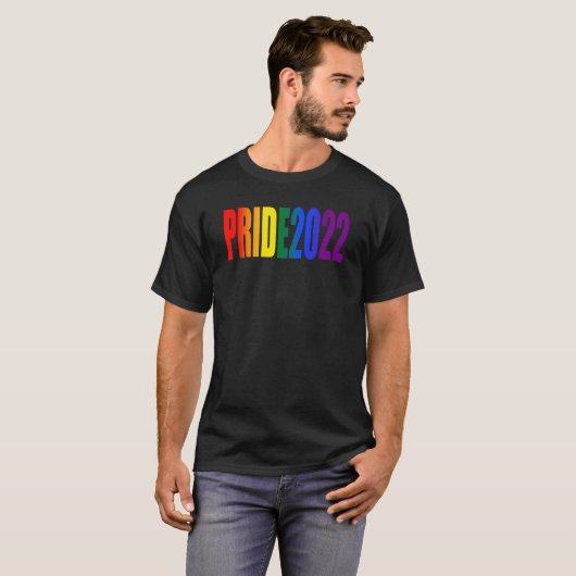 Kleurrijke regenboogtekst LGBTQ Gay Pride 2022 T-S T-shirt (Voorkant volledig)