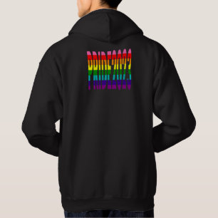 Kleurrijke regenboogtekst LGBTQ Gay Pride 2023 T-S Hoodie