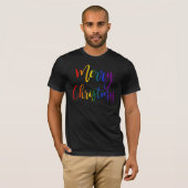 Kleurrijke regenboogtekst LGBTQ Gay Pride Kerstmis T-shirt (Voorkant volledig)