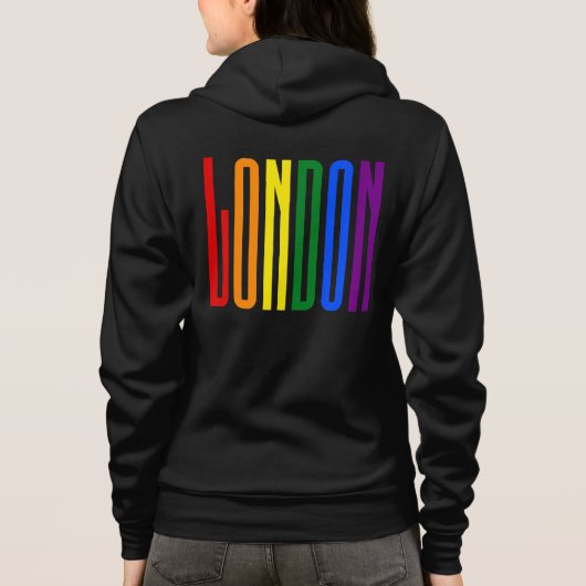 Kleurrijke regenboogtekst LGBTQ London Gay Pride L Hoodie (Achterkant)
