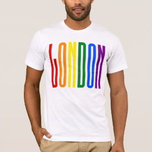 Kleurrijke regenboogtekst LGBTQ London Gay Pride L T-shirt