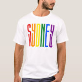 Kleurrijke regenboogtekst LGBTQ Sydney Gay Pride L T-shirt (Voorkant)