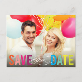 Kleurrijke regenboogtekst Moderne foto slaat de da Aankondigingskaart