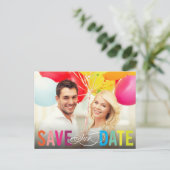 Kleurrijke regenboogtekst Moderne foto slaat de da Aankondigingskaart (Staand voorkant)