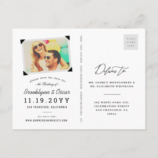 Kleurrijke regenboogtekst Sla het Briefkaart Datum (Achterkant)