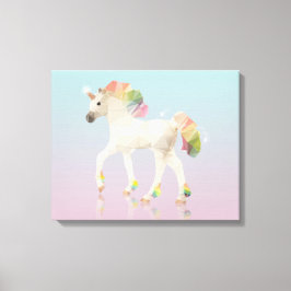 Kleurrijke regenboogunikorn-veelhoek - omhuld canv canvas afdruk