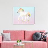 Kleurrijke regenboogunikorn-veelhoek - omhuld canv canvas afdruk (Insitu (Woonkamer))
