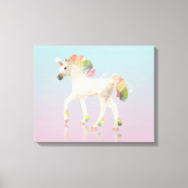 Kleurrijke regenboogunikorn-veelhoek - omhuld canv canvas afdruk