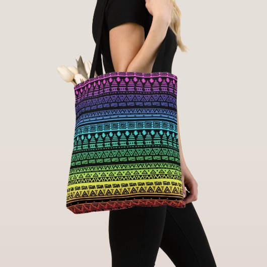 Kleurrijke regenboogversiering tote bag (Dichtbij)