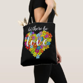 Kleurrijke regenboogvlag Kleuren Floral Heart Patr Tote Bag (Dichtbij)