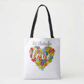 Kleurrijke regenboogvlag Kleuren Floral Heart Patr Tote Bag (Voorkant)