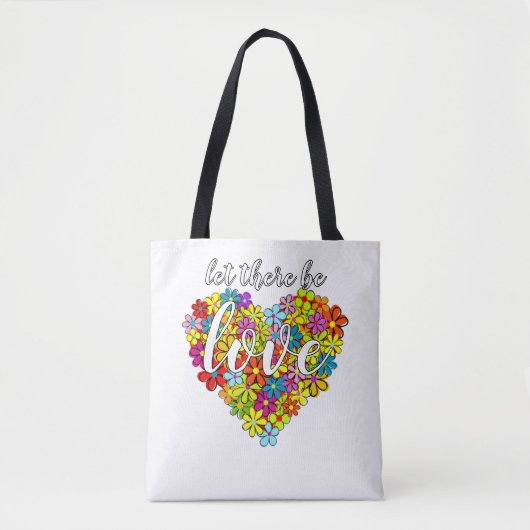 Kleurrijke regenboogvlag Kleuren Floral Heart Patr Tote Bag (Voorkant)