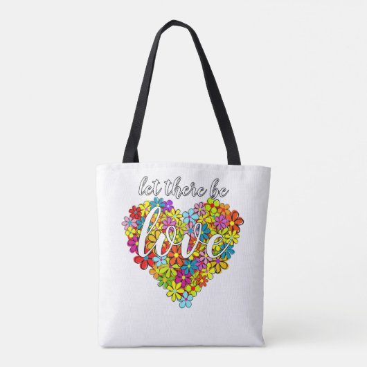 Kleurrijke regenboogvlag Kleuren Floral Heart Patr Tote Bag (Achterkant)