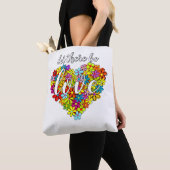 Kleurrijke regenboogvlag Kleuren Floral Heart Patr Tote Bag (Dichtbij)