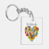Kleurrijke regenboogvlag Kleuren Foral Heart Patro Sleutelhanger (Voorkant Links)