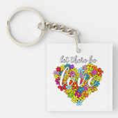 Kleurrijke regenboogvlag Kleuren Foral Heart Patro Sleutelhanger (Voorkant)