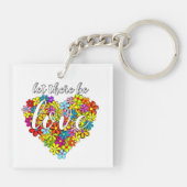 Kleurrijke regenboogvlag Kleuren Foral Heart Patro Sleutelhanger (Achterkant)