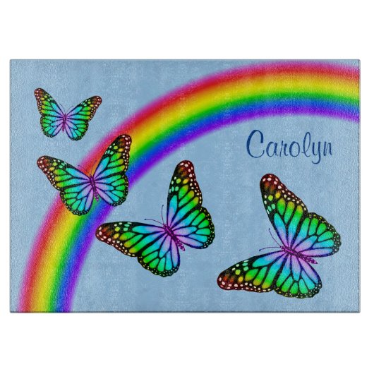 Kleurrijke regenboogvlinders snijplank (Voorkant)