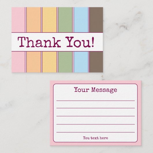 Kleurrijke regenboogvoering Bedankt Opmerking Visitekaartje (Voorkant / Achterkant)