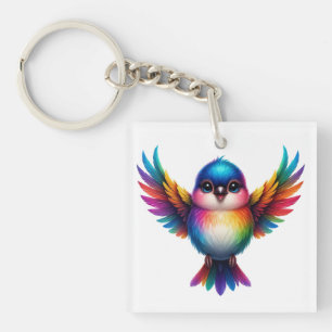 Kleurrijke regenboogvogelillustratie sleutelhanger