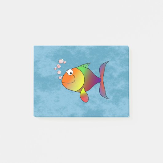 Kleurrijke regenboogvun glimlachende kluugvis post-it® notes (Voorkant)