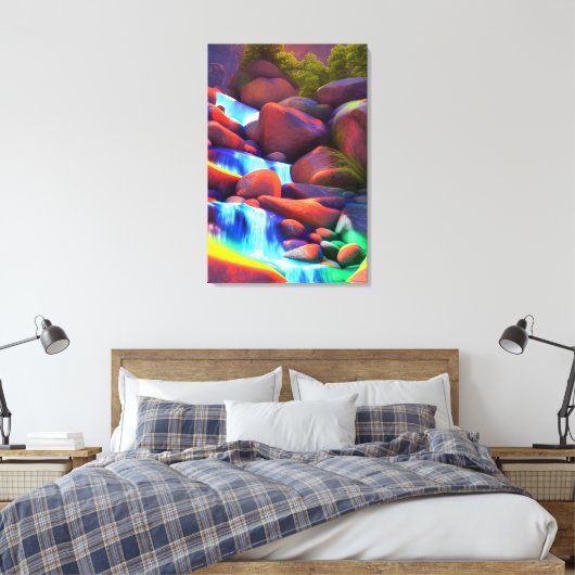 Kleurrijke regenboogwaterval schilderdoek afdrukke canvas afdruk (Insitu (Slaapkamer))