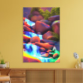 Kleurrijke regenboogwaterval schilderdoek afdrukke canvas afdruk (Insitu (Woonkamer))