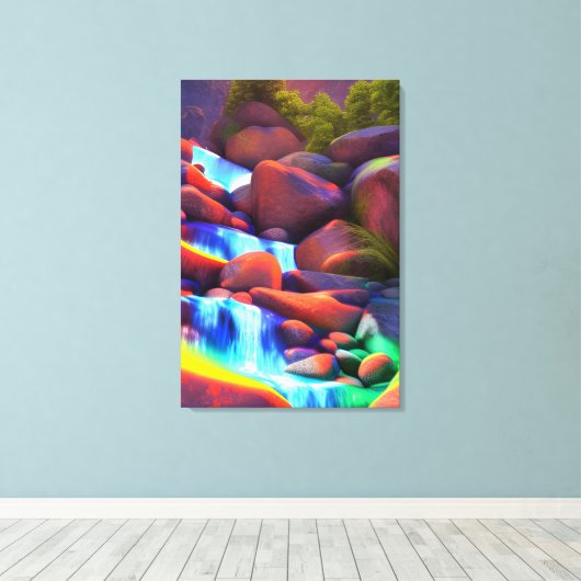 Kleurrijke regenboogwaterval schilderdoek afdrukke canvas afdruk (Insitu (Houten vloer))