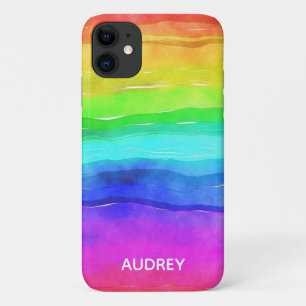 Kleurrijke regenboogWaterverf Aangepast Case-Mate iPhone Case