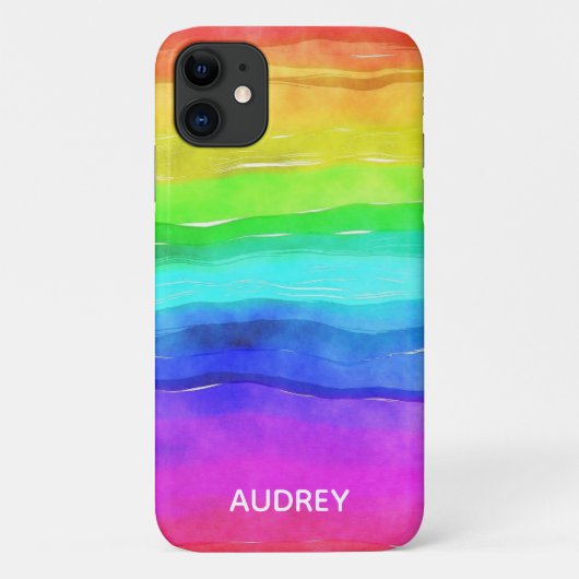 Kleurrijke regenboogWaterverf Aangepast Case-Mate iPhone Case (Achterkant)