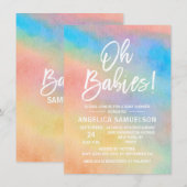 Kleurrijke regenboogWaterverf Oh Babies Shower nod Kaart (Voorkant / Achterkant)