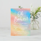 Kleurrijke regenboogWaterverf Oh Babies Shower nod Kaart (Staand voorkant)