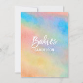 Kleurrijke regenboogWaterverf Oh Babies Shower nod Kaart (Achterkant)