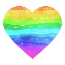 Kleurrijke regenboogWaterverf Wavy Heart Sticker