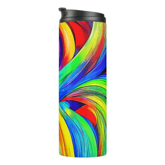 Kleurrijke regenboogwervelingen 1108 thermosbeker (Geroteerd rechts)