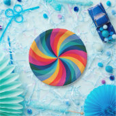 Kleurrijke regenboogwervelkolom papieren bordje (Feest)