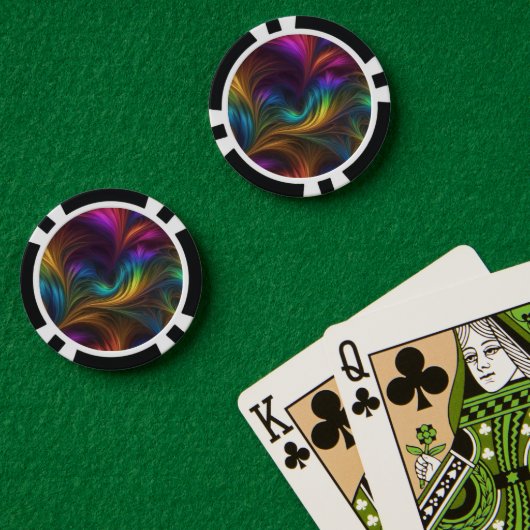 Kleurrijke regenboogwervelkolom poker chips (Pokertafel (Dubbel))